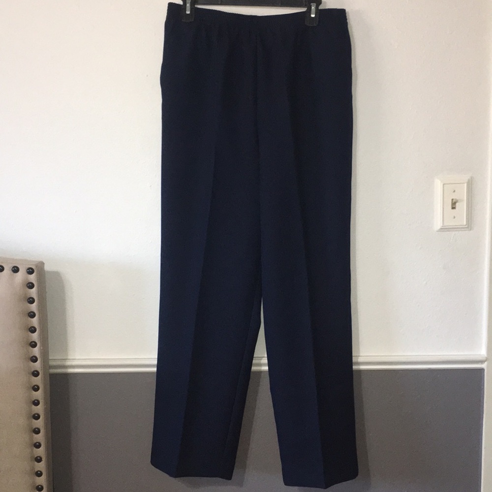Alfred Dunner Navy Blue Elastic Pants